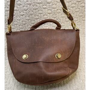 Anthro Jesslyn Blake Brown Leather Shoulder Crossbody Saddle Bag Mail Messenger